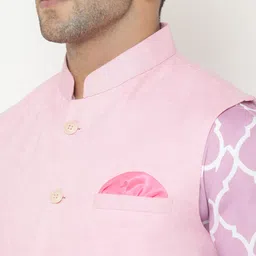 Hangup Men Printed Kurta with Pyjamas & With Nehru Jacket image 4