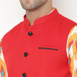 Hangup Men Printed Kurta with Pyjamas & Nehru Jacket image 5