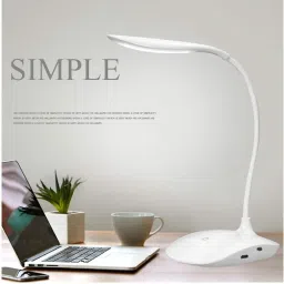 flavo 1.5W LED Eye Lamp USB Port and Power Adapter with Third Gear Touch Brightness Adjustable Goose-neck Portable Study Lamp image 4