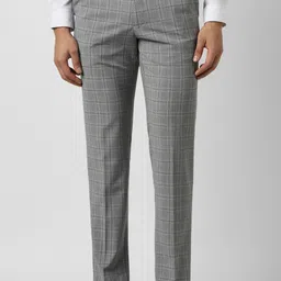 van heusen Men Slim Fit Grey Polyester Trousers-picture-25