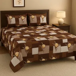 320 TC Cotton Super King Printed Flat Bedsheet-picture-26