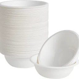 Sugarcane Bagasse Serving Bowl Bio-Degradable Bowl - 180 ml Bagasse (Pack of 50) White Disposable-9