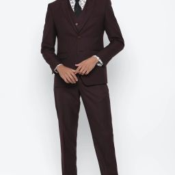 Men Single Breasted Solid Suit-image-57