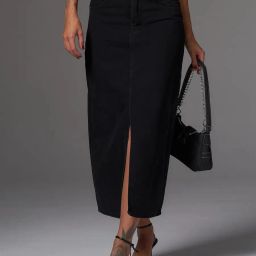 Women Solid Pencil Black Skirt-image-96