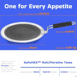durapan Non-Stick Triply Roti Tawa with SafeHEX™ Technology – Induction Compatible Tawa 26 cm diameter image 3