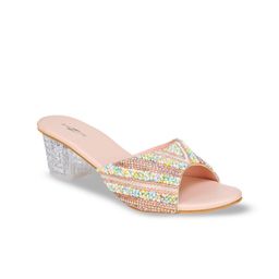Shezone Embellished Open Toe Block Heels image 2