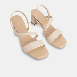 T.ELEVEN Textured Open Toe Backstrap Block Heels image 2