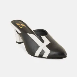 ZENVO Printed Pointed Toe Block Heeled Mules image 2