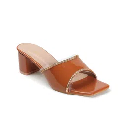 Retro Walk Textured Block Peep Toes with Buckles image 2