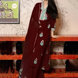 KALINI Women Printed Regular Kurta with Palazzos & With Dupatta image 3