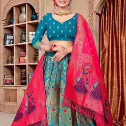 KALINI Printed Semi-Stitched Lehenga & Unstitched Blouse With Dupatta image 4