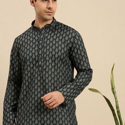 Sanwara Men Green Ethnic Motifs Pure Cotton Kurta with Pyjama-picture-18