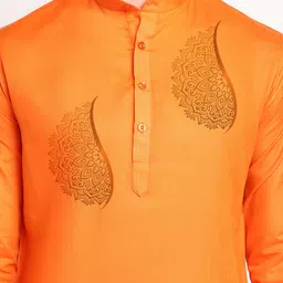 DEVOILER Floral Printed Band Collar Regular Kurta with Pyjamas image 3
