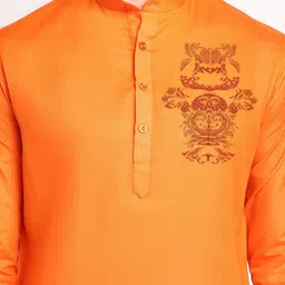 DEVOILER Ethnic Motifs Printed Band Collar Regular Kurta With Pyjamas image 2