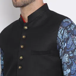 Hangup Men Printed Kurta Set With Nehru Jacket image 5
