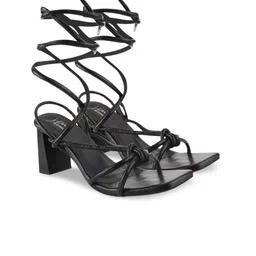JM Looks Open Toe Lace-Up Block Heels image 2