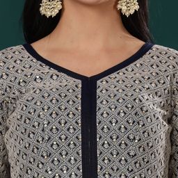 Ethnovog Embroidered Regular Sequinned A-Line Kurti with Sharara & Dupatta image 3