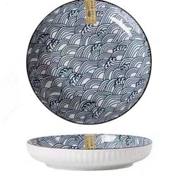 olwick Pack of 2 Ceramic Japanese Style 8-Inch Ceramic Round Dinner Plate – Microwave Safe, Waves Dinner Set-picture-41