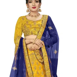 MANVAA Embroidered Thread Work Semi-Stitched Lehenga & Unstitched Blouse With Dupatta image 5