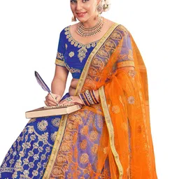 MANVAA Ethnic Motif Embroidered Semi-Stitched Lehenga & Unstitched Blouse With Dupatta image 2