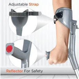 excliq Elbow Crutch Quadripod Base With Height Adjustable Walking Stick image 2