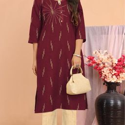 Khadi Cotton Women Kurti With Bottomwear-image-12