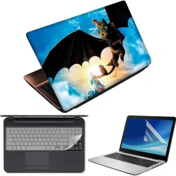 FineArts Hiccup Riding Toothless 3 in 1 Laptop Skin Pack With Screen Guard & Key Protector Combo Set-image-45