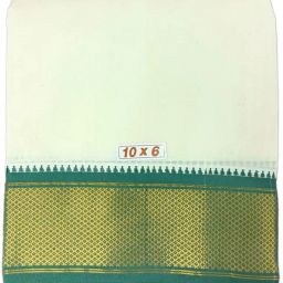 exclusive Cotton Mayilkann Ganga Jamuna & Polyester Border Unbleach Cream Panchakacham10X6 Men Dhoti-image-8