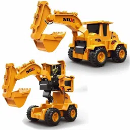 sr toys 2 in 1 Friction Power Bulldozer Truck Changeable Robot Toy For kids (Robot JCB) image 4