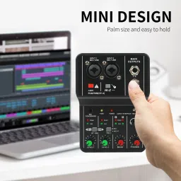 dawnrays Mini Audio Mixer V8 2 Channel With 48V Phantom Power Sound Effects Interface Digital Sound Mixer image 5