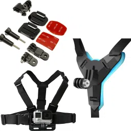 quikprof Chest Strap Helmet mountkit and Helmet Chin Holder for Gopro Hero, SJCAM, Yi Strap-0