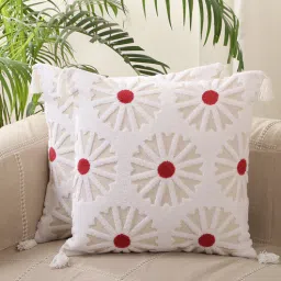 jamio firati White Cotton Textured 18x18 inches Cushion Covers (Set of 2)-picture-4