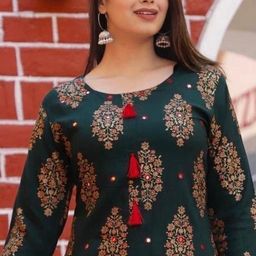 Rayon Women Kurti With Bottomwear-image-60