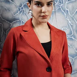 Athena Rust Notched Lapel Collar Coat With Trousers Co-Ords image 5