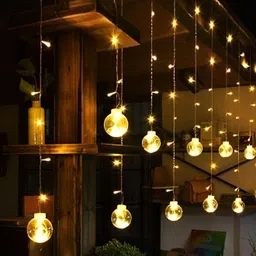 SPARK WORLD Yellow Ball Shape LED Curtain Fairy String Lights image 5