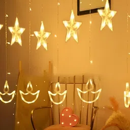 SPARK WORLD Yellow Diya-Shaped String Lights image 2