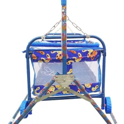 rawzz baby bassinet(buggi jhula) cradle with mosquito net comfortable bassinet cum stroller(blue)(B1) Bassinet image 4