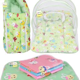New Born Baby Mosquito Net With Cushioned Pillow, Sleeping Bag And Bed Protector Standard Crib-image-59