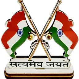 Satyamev Jayate Indian Flag For Study Table Home & Office Multicolor 1Pcs Double Sided Wind Car Dashboard Flag-4