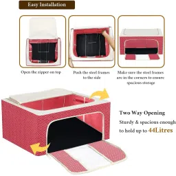 E Solutions Steel frame Double Opening WARDROBE ORGANISER/LIVING BOX-706(44LITERS) Poly-canvas Laundry Bag-picture-19