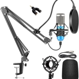 Studio Recording Microphone Set, Studio Mic Kit With Adjustable Mic+ Boom Scissor Arm Stand+ Pop Filter XRL To 3.5mm + 3.5mm Audio Splitter (mic set) Microphone-12