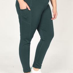 CHKOKKO Plus Women Green Solid Tights-image-14