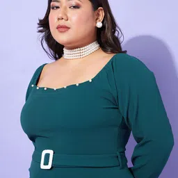 SASSAFRAS Curve Plus Size Sheath Midi Dress image 2