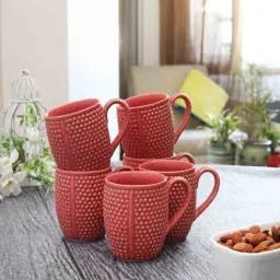 miah decor Studio Glazed 300ml Red (Set of 6) Ceramic Coffee Mug-picture-24