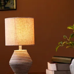 Pinecraft INTERNATIONAL White & Beige Atury Table Lamp With Shade image 2