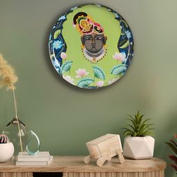 Homspurts Green Shreenathji Printed Metal Wall Plates-picture-51