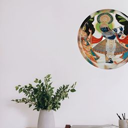 Homspurts Green & Blue Shreenathji Printed Metal Wall Plates-picture-18