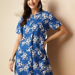 Anouk Women Floral Printed A-Line Above Knee Dress-image-84