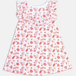 MINI KLUB Conversational Printed Sleeveless Pure Cotton A-Line Dress-image-76