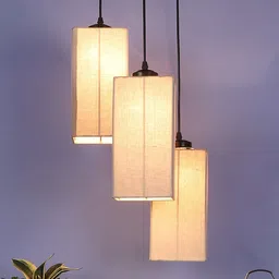 Devansh Grey Cotton Square Cluster Hanging Lamp image 5